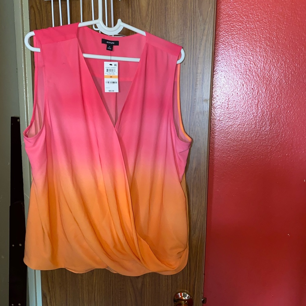 Alfani Citrus Sunset sleeveless Blouse.
